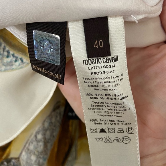 NWT Robert Cavalli Silk Chain-Print One-Shoulder Top size 40 US4-6 - Picture 11 of 16